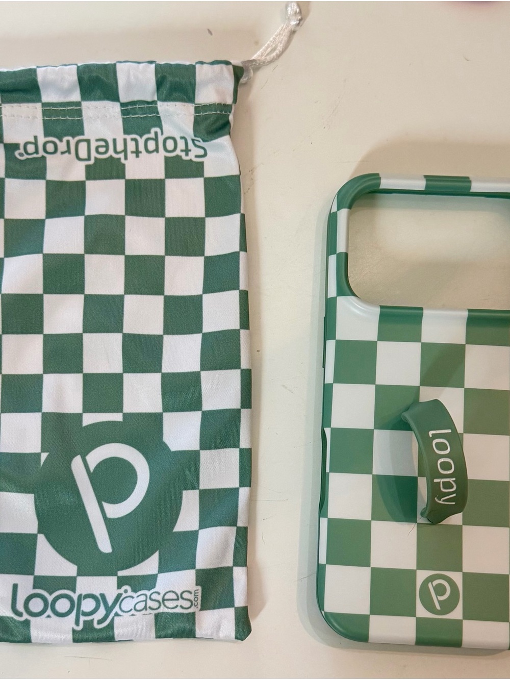 iPhone 17 Pro Green Checkered Loopy Case